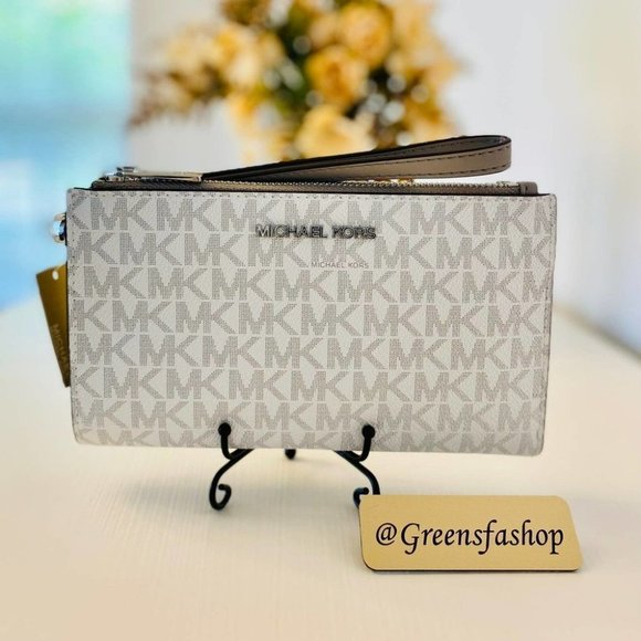Michael Kors Double Zip Wallet With Wristlet bright white - Picture 1 of 6